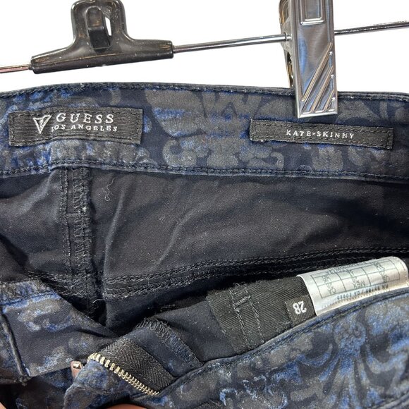 Guess Kate Skinny Blue Damask Print Jeans Size 28 Avant Garde Floral Boho - Picture 2 of 15